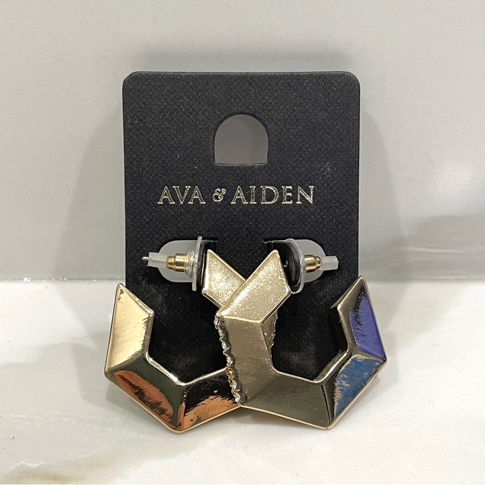 🟣2/$20 NEW Ava & Aiden Hexagon Hoop Earrings